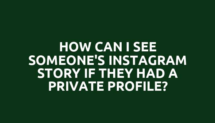 How can I see someone's Instagram story if they had a private profile?