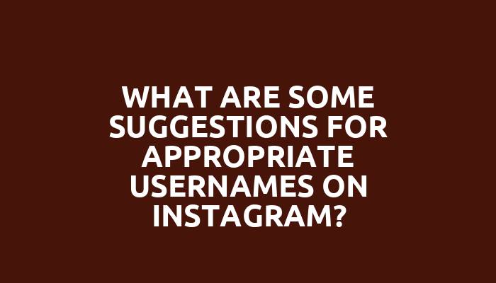 What are some suggestions for appropriate usernames on Instagram?